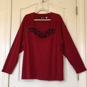 Bob Mackey Wearable Art Woman’s Red Blouse Long Sleeve